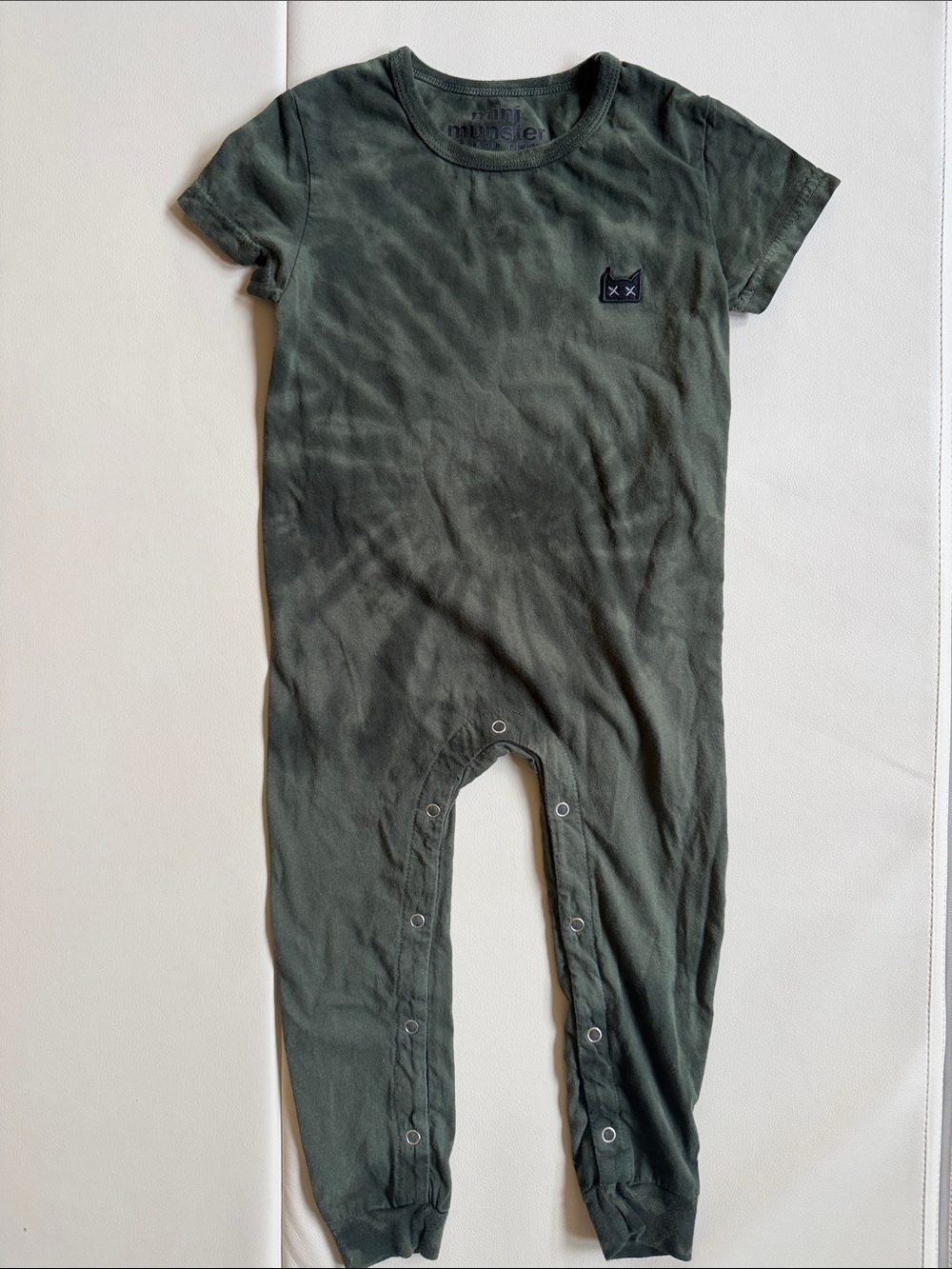 Mini Munster Toddler Kids Olive Green One-Piece Romper